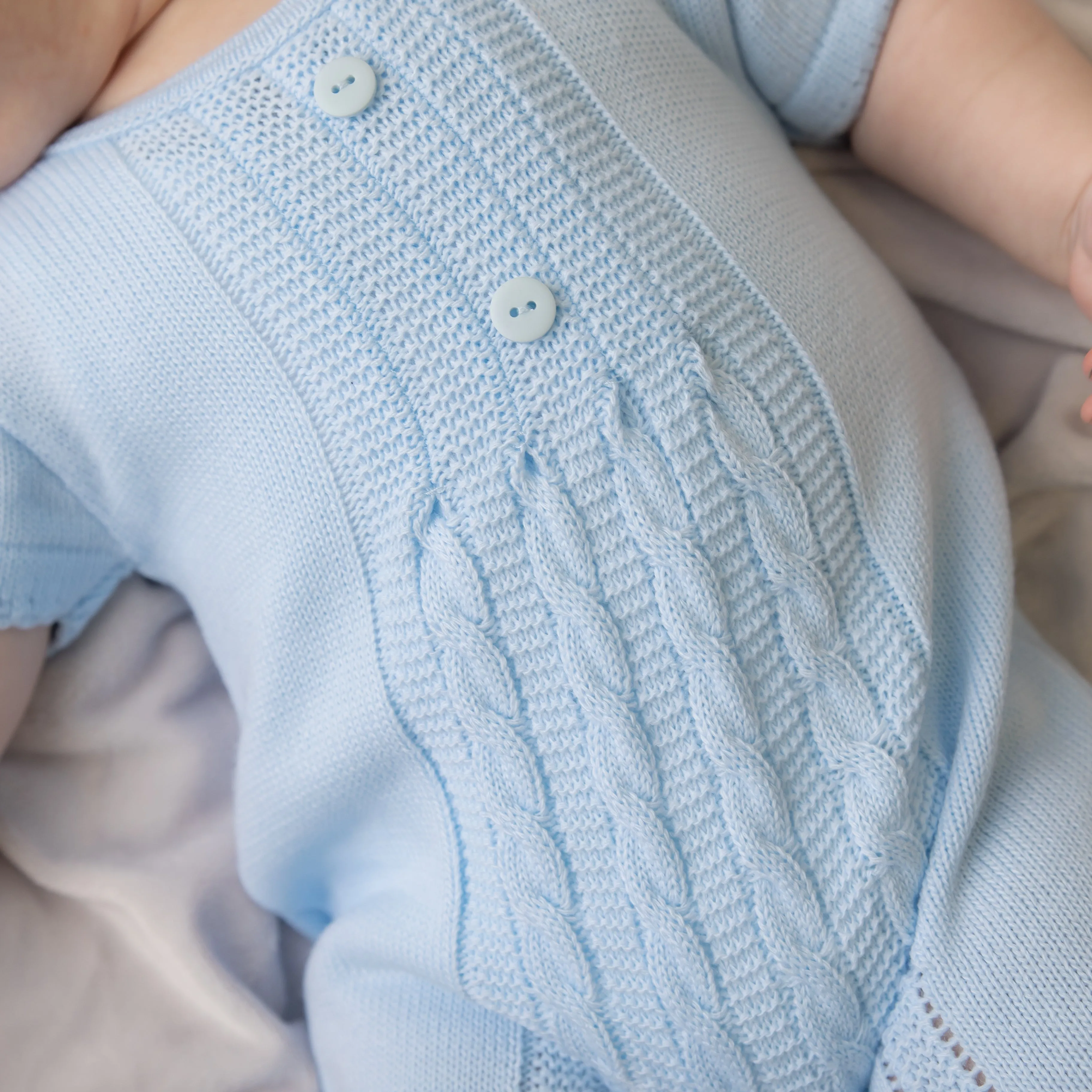 Blue Cable Knitted Romper