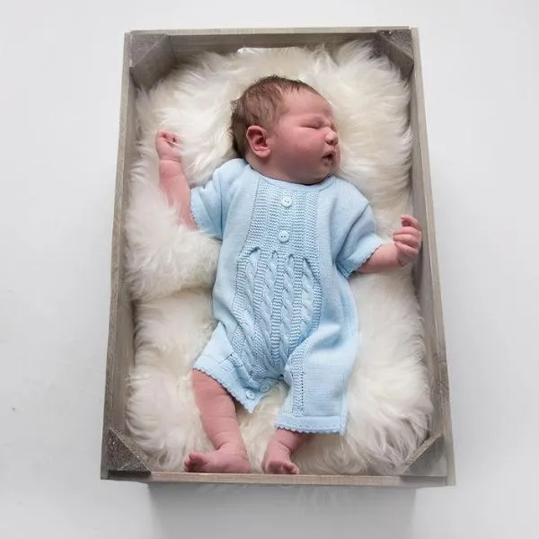 Blue Cable Knitted Romper