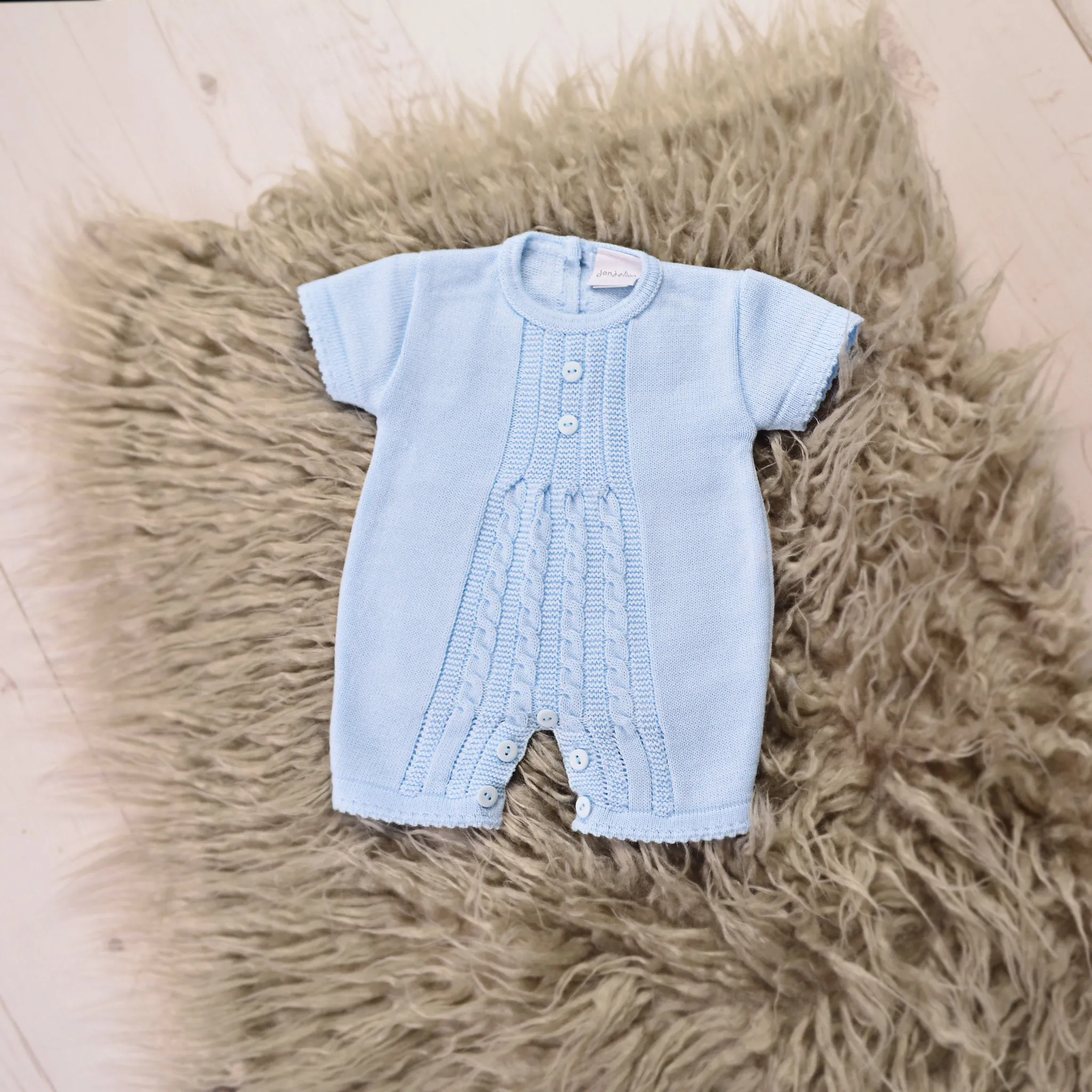 Blue Cable Knitted Romper