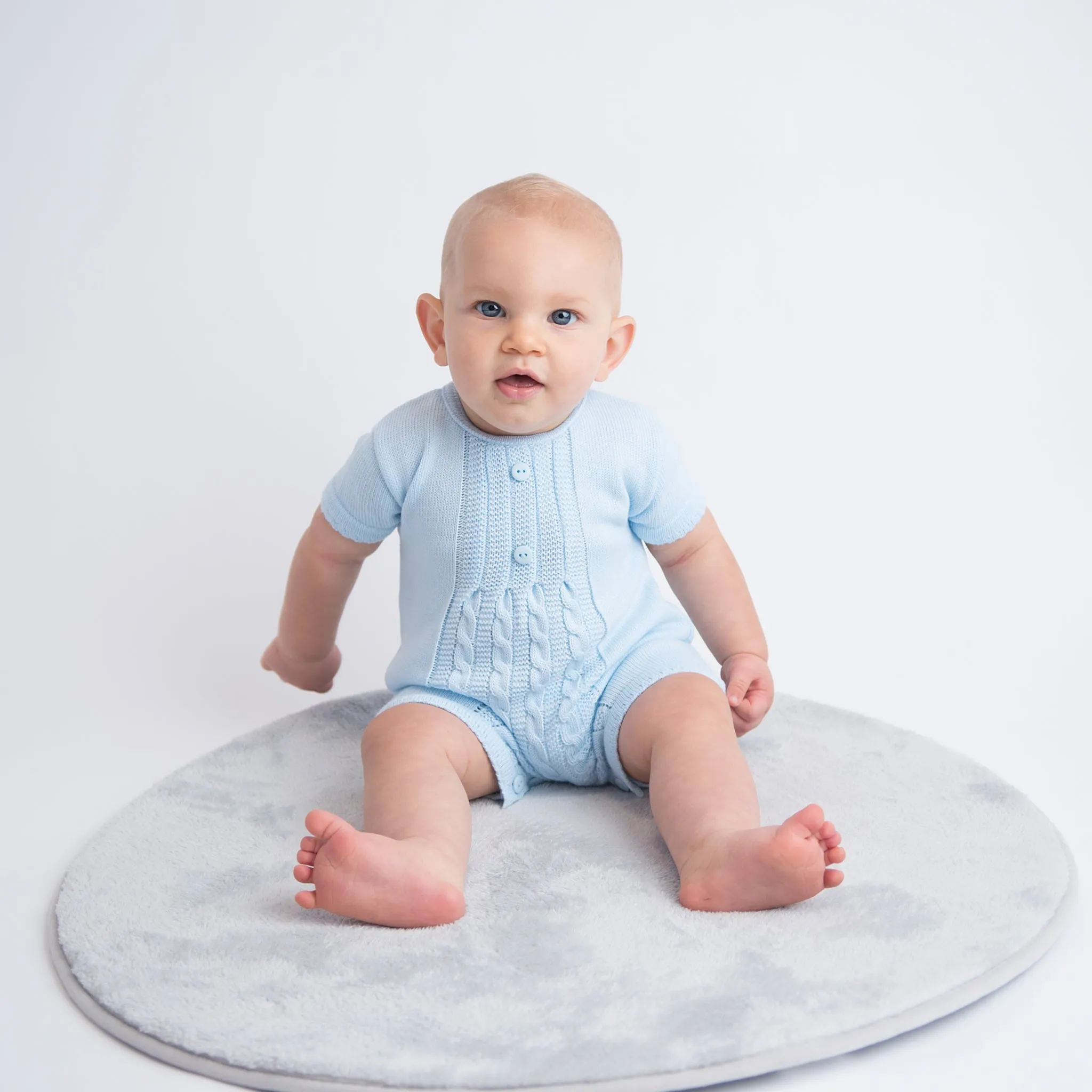 Blue Cable Knitted Romper