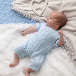Blue Cable Knitted Romper