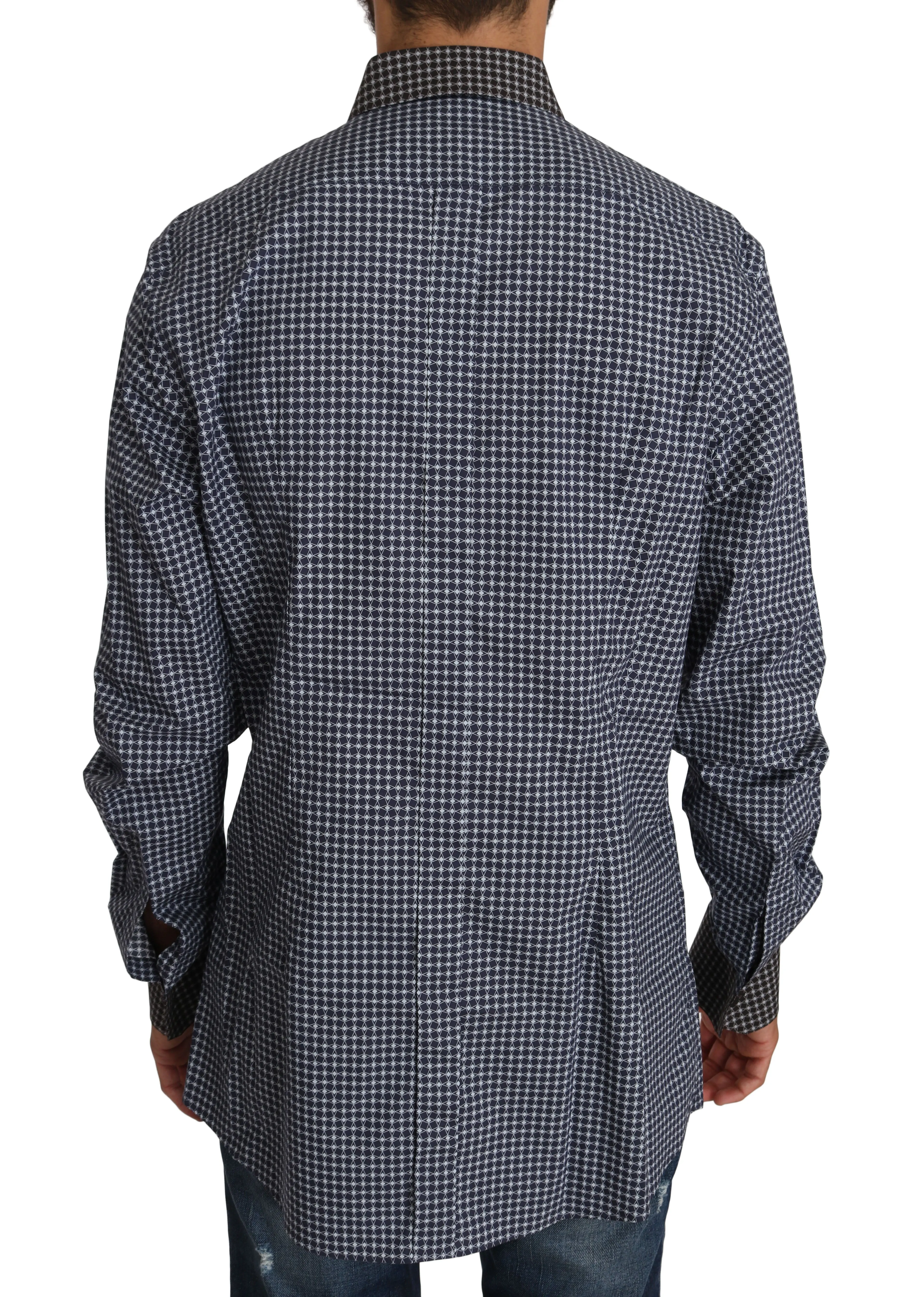 Blue Cotton GOLD Patterned Formal Shirt