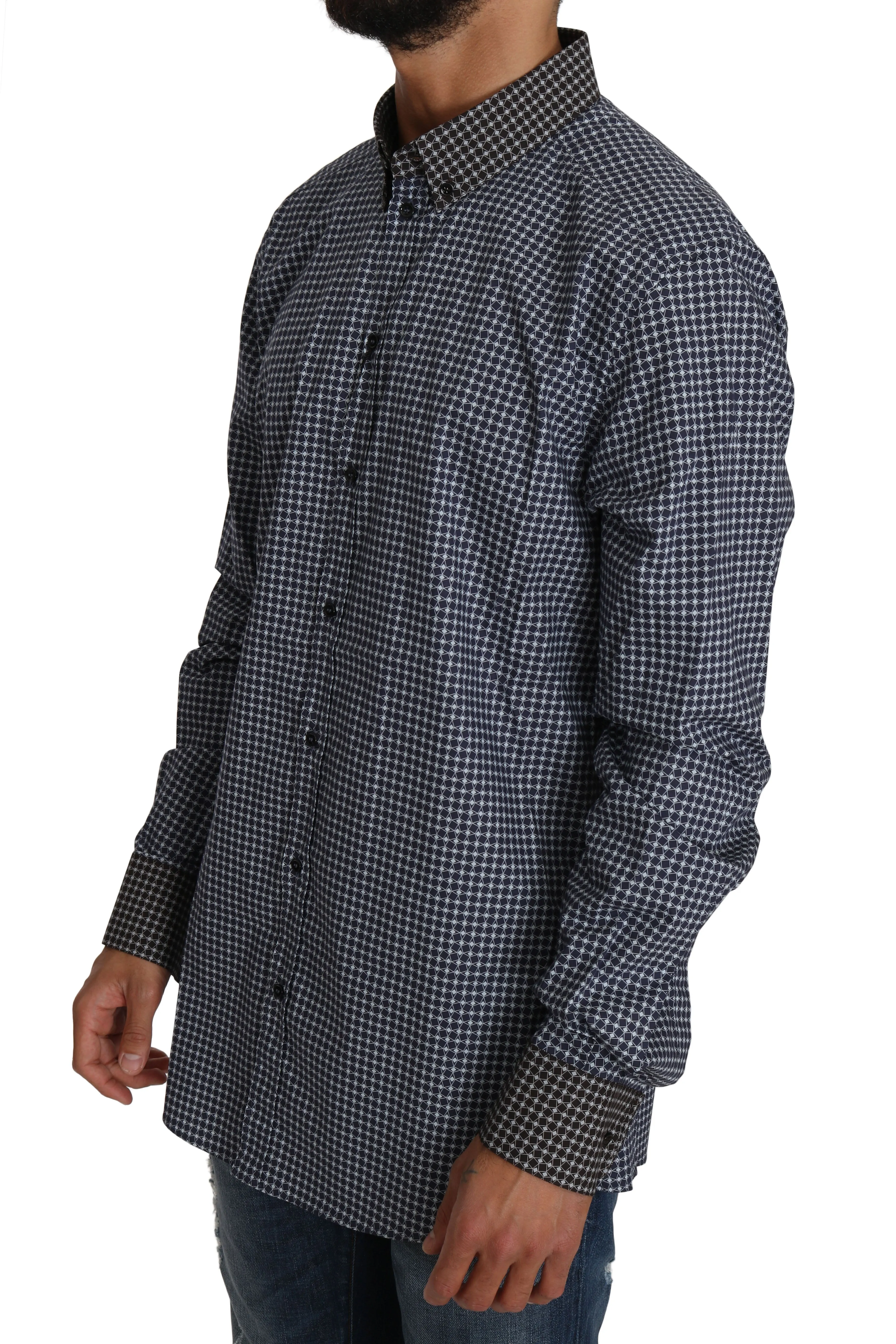 Blue Cotton GOLD Patterned Formal Shirt
