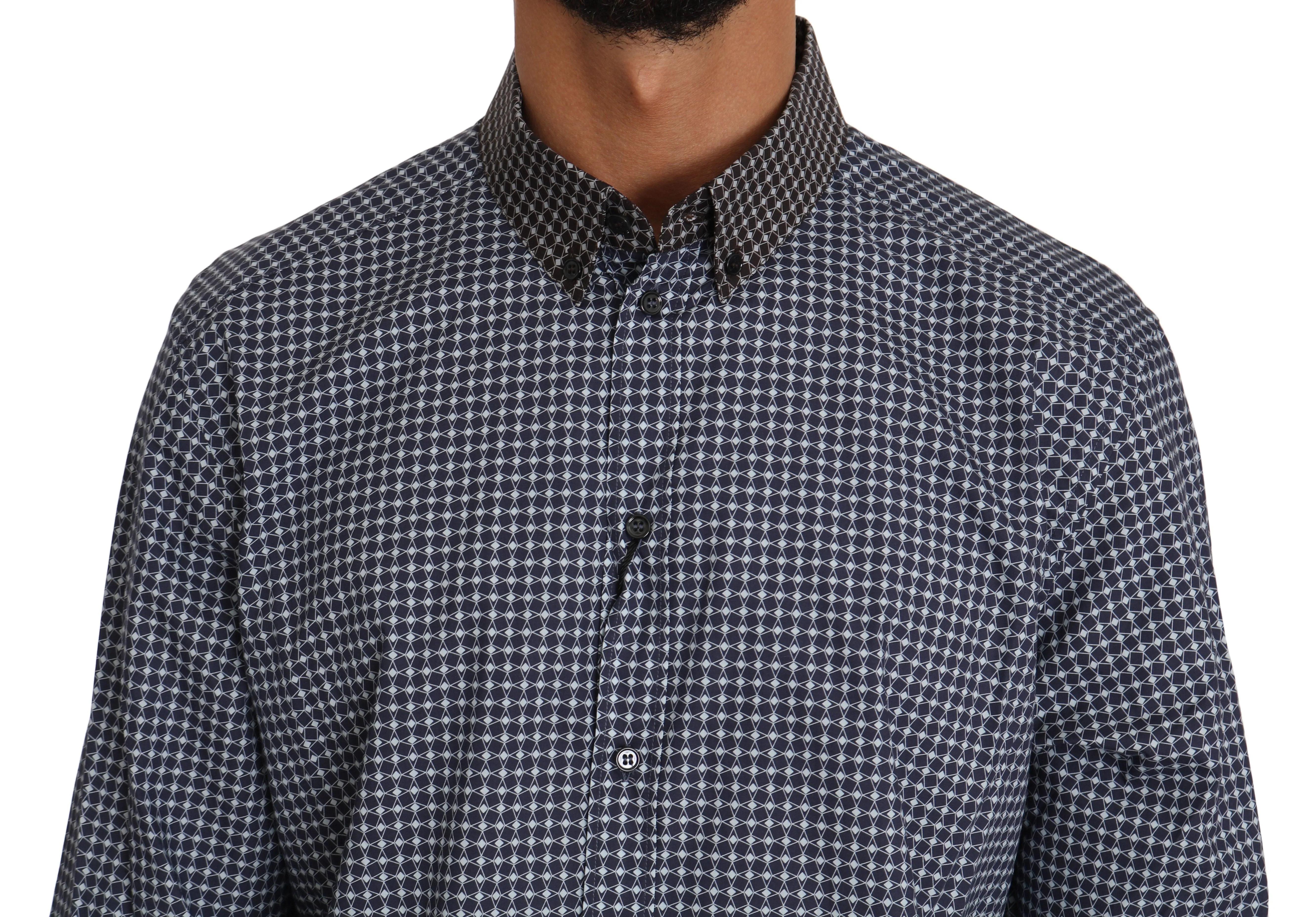Blue Cotton GOLD Patterned Formal Shirt