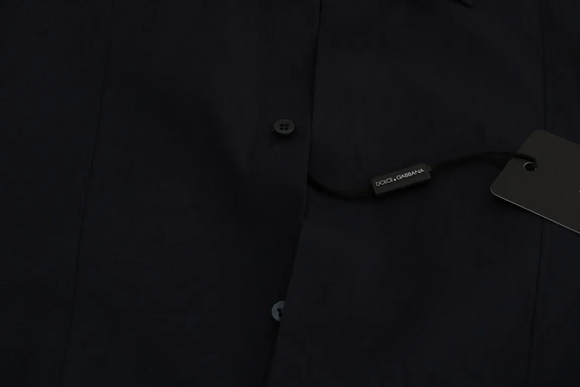 Blue Cotton Half Button Casual Shirt
