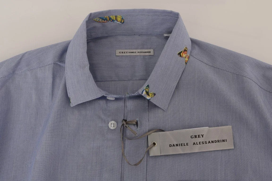 Blue Cotton Slim Fit Casual Shirt