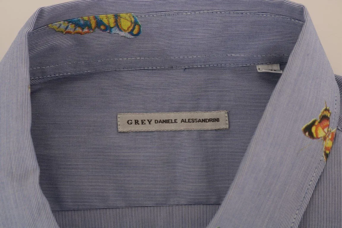 Blue Cotton Slim Fit Casual Shirt