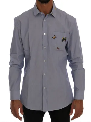 Blue Cotton Slim Fit Casual Shirt