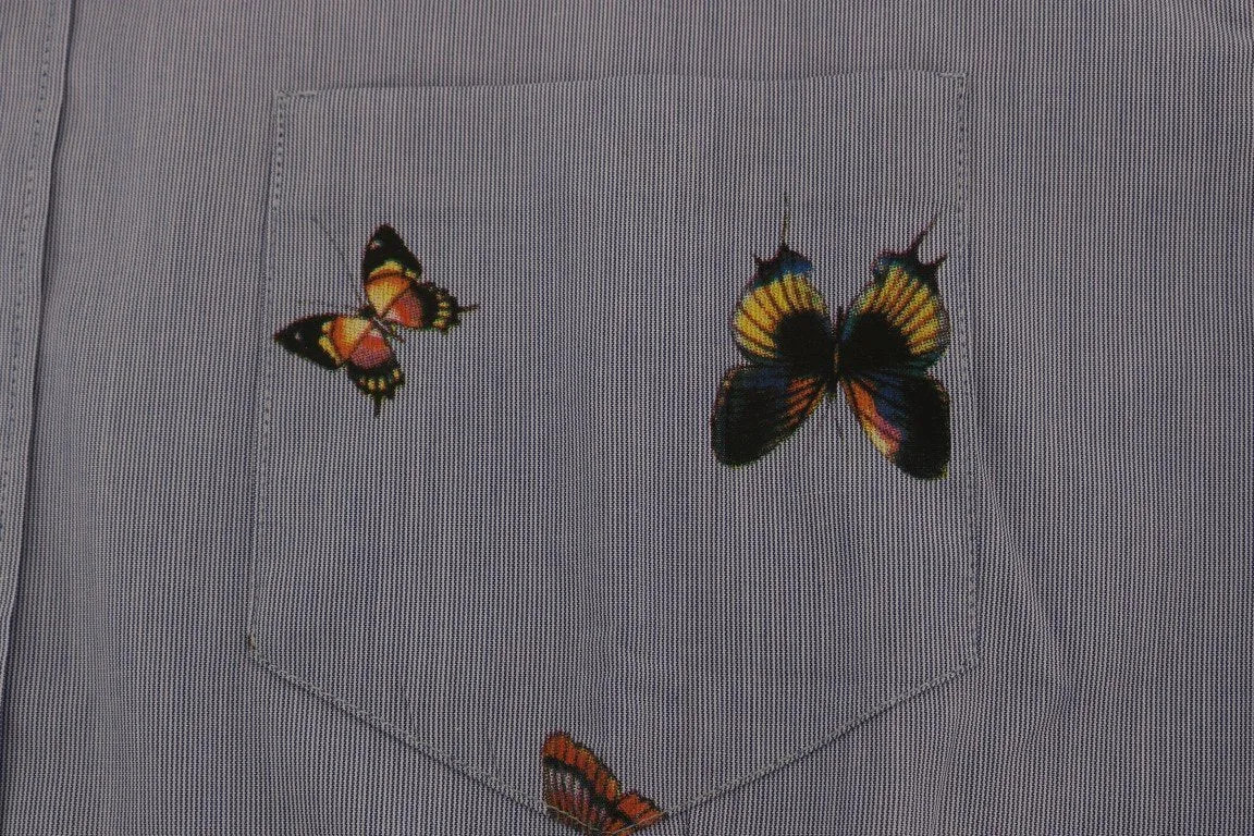 Blue Cotton Slim Fit Casual Shirt