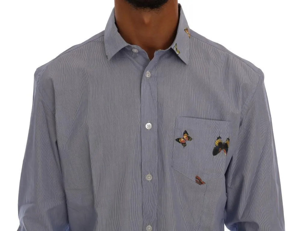 Blue Cotton Slim Fit Casual Shirt