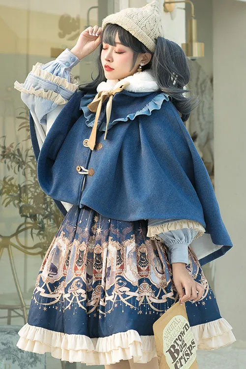 Blue Explore The Stars Ruffled Classic Lolita Skirt Dress