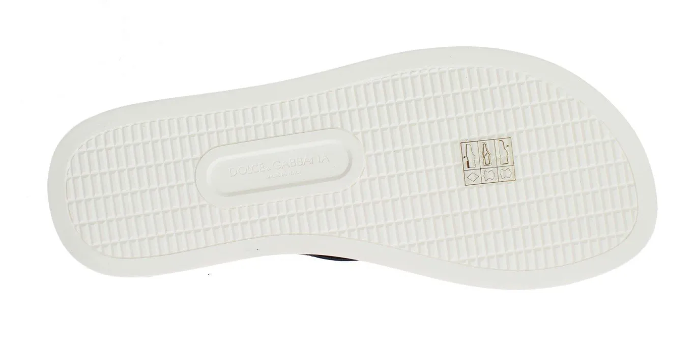Blue Leather Shoes Majolica Flip Flops