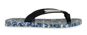 Blue Leather Shoes Majolica Flip Flops