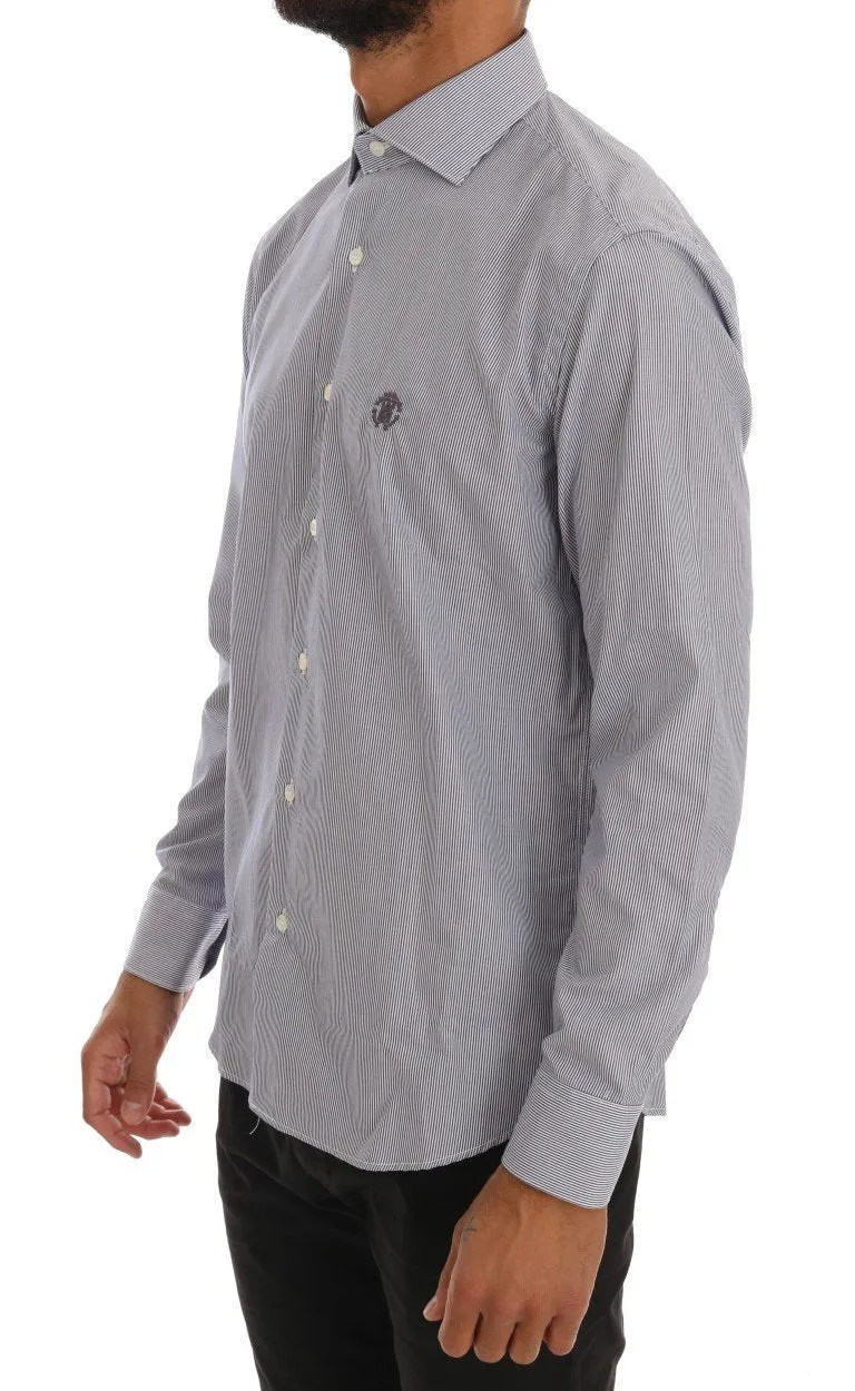Blue Striped Slim Fit Dress Shirt