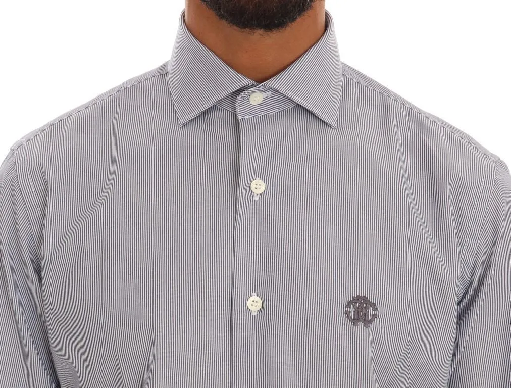 Blue Striped Slim Fit Dress Shirt