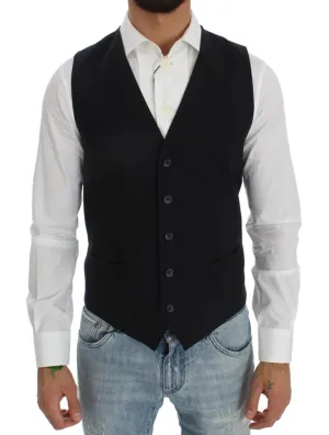 Blue Wool Blend Formal Vest