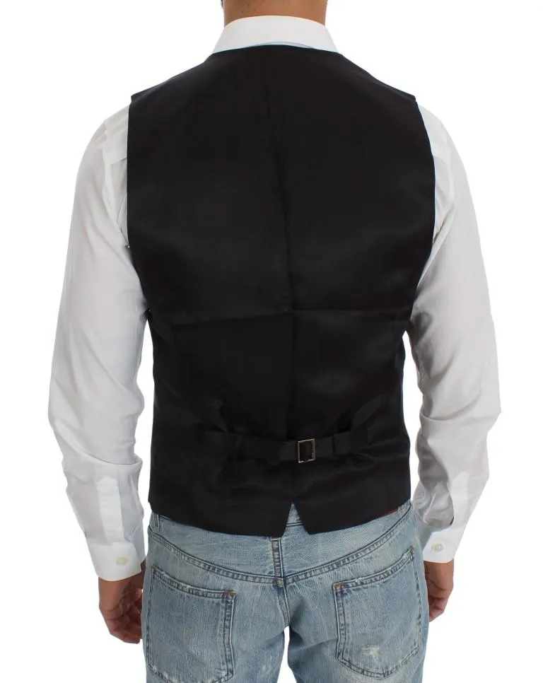 Blue Wool Blend Formal Vest