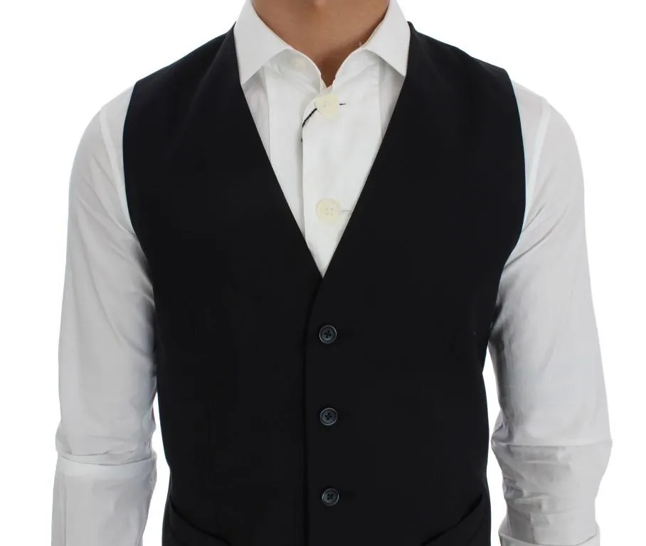 Blue Wool Blend Formal Vest