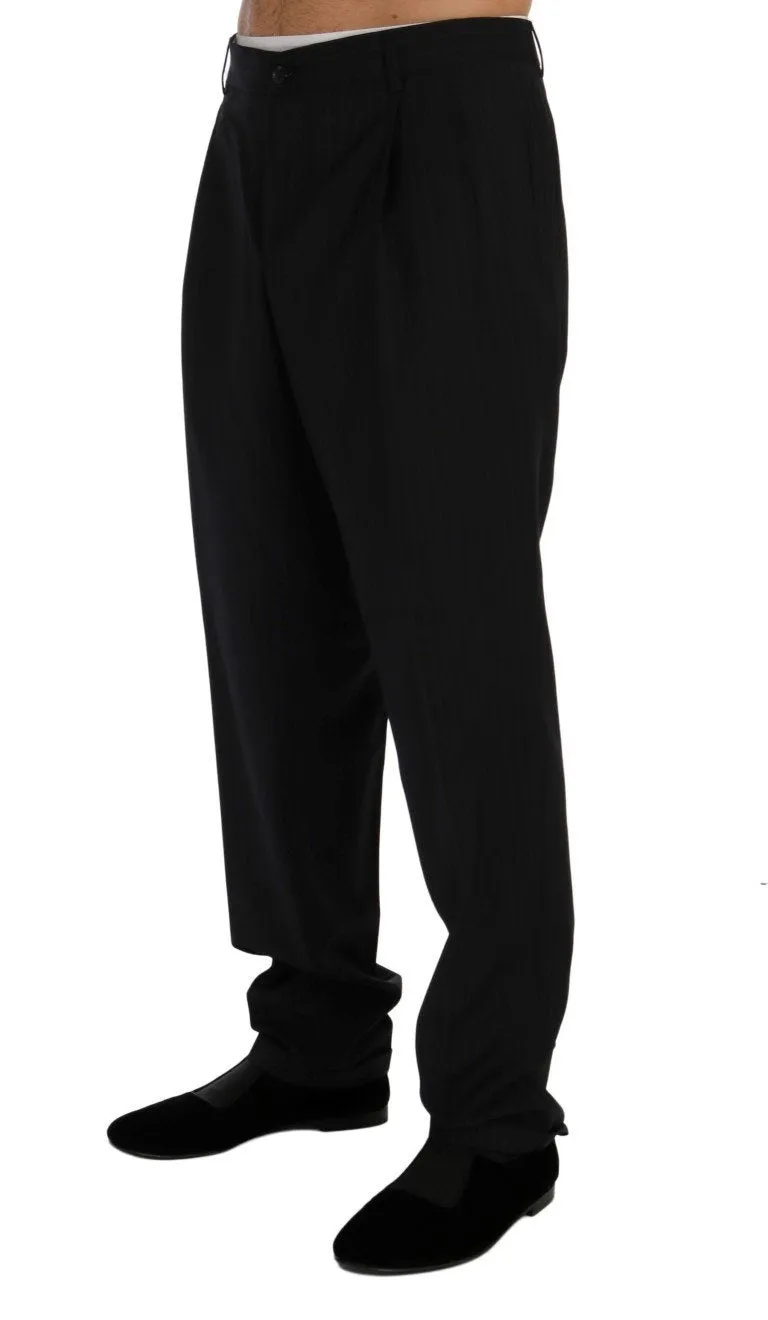 Blue Wool Stretch Dress Formal Pants