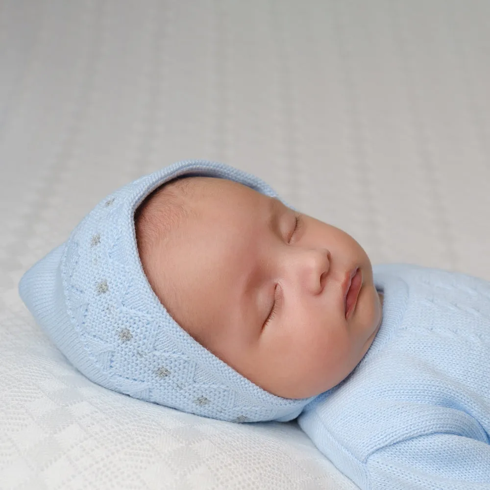 Blue Zig Zag Knitted Onesie & Hat