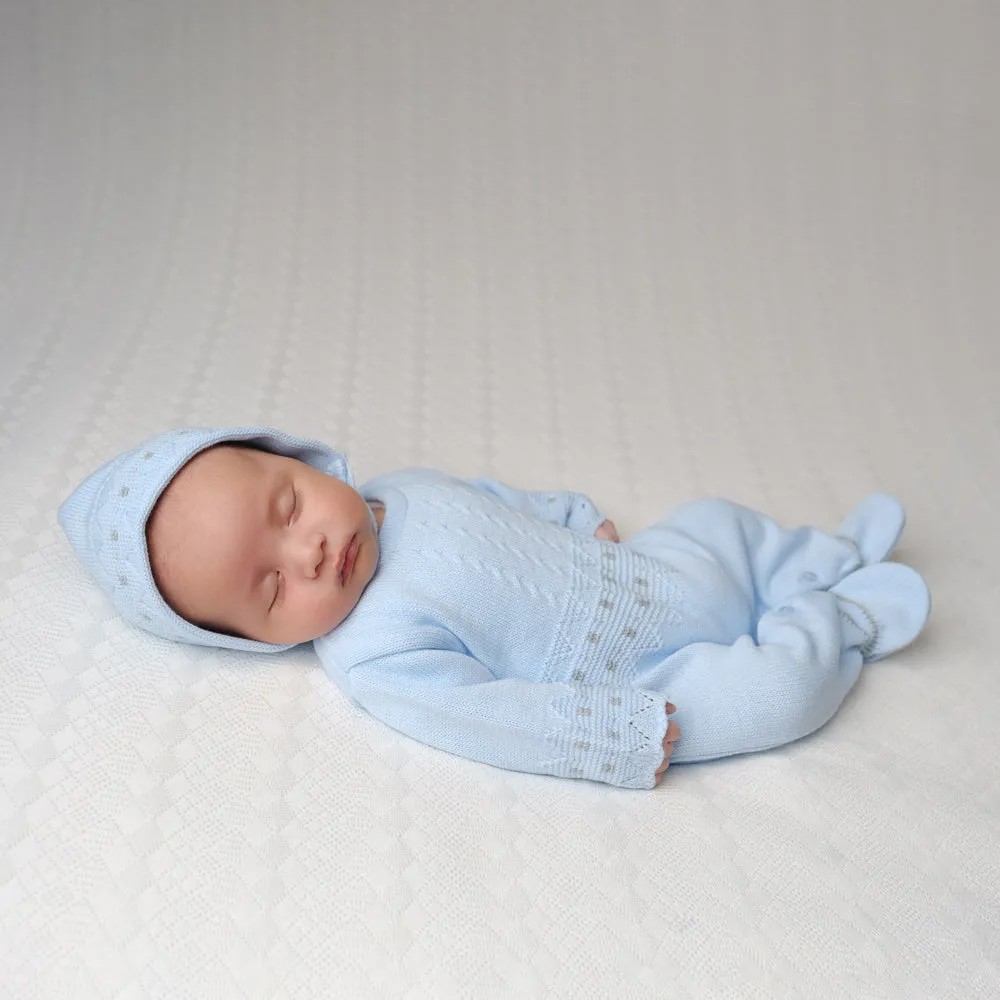 Blue Zig Zag Knitted Onesie & Hat