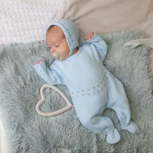 Blue Zig Zag Knitted Onesie & Hat