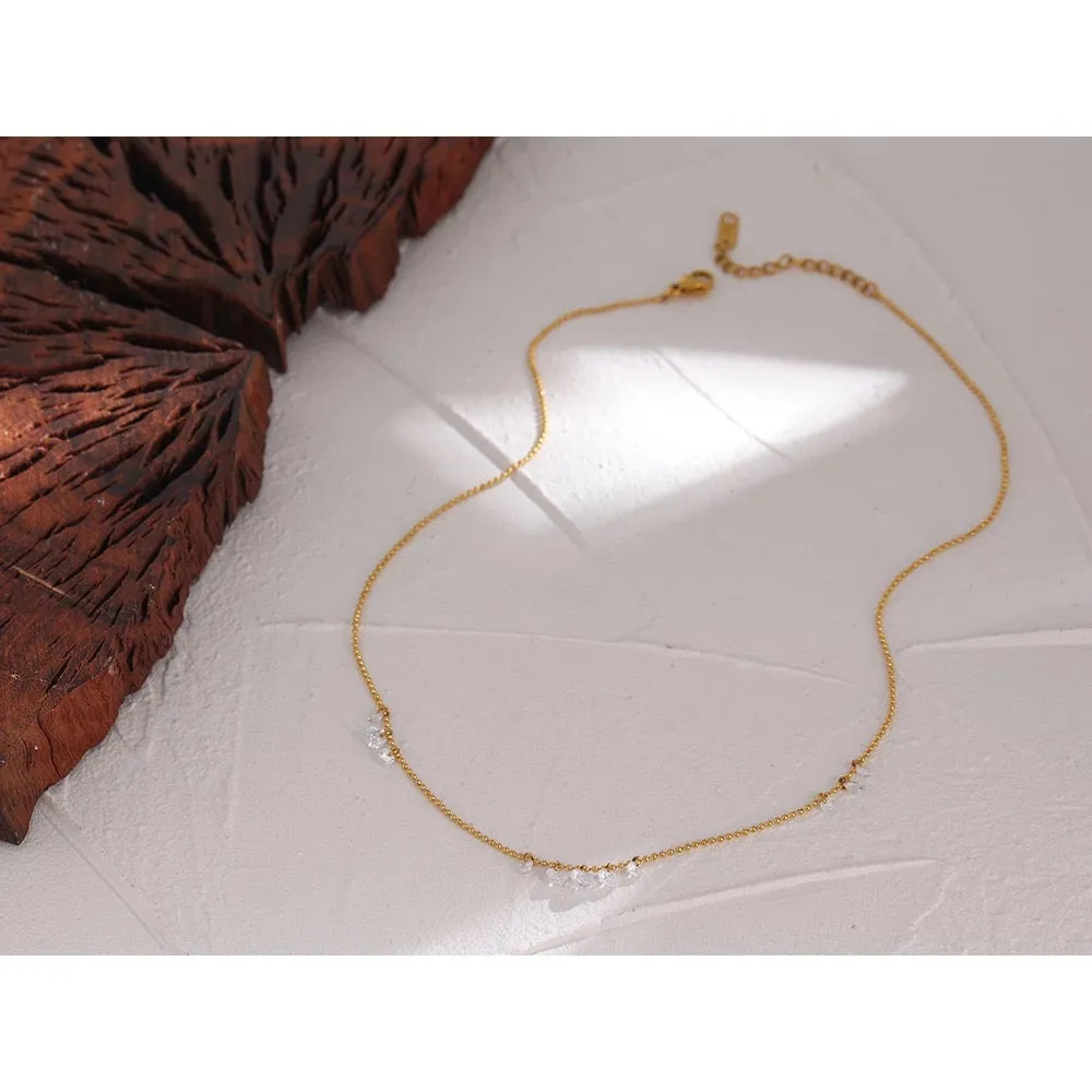 Boho & Mala 18k Gold Plated / Stainless Steel Cubic Zirconia Gold Necklace SCN1041