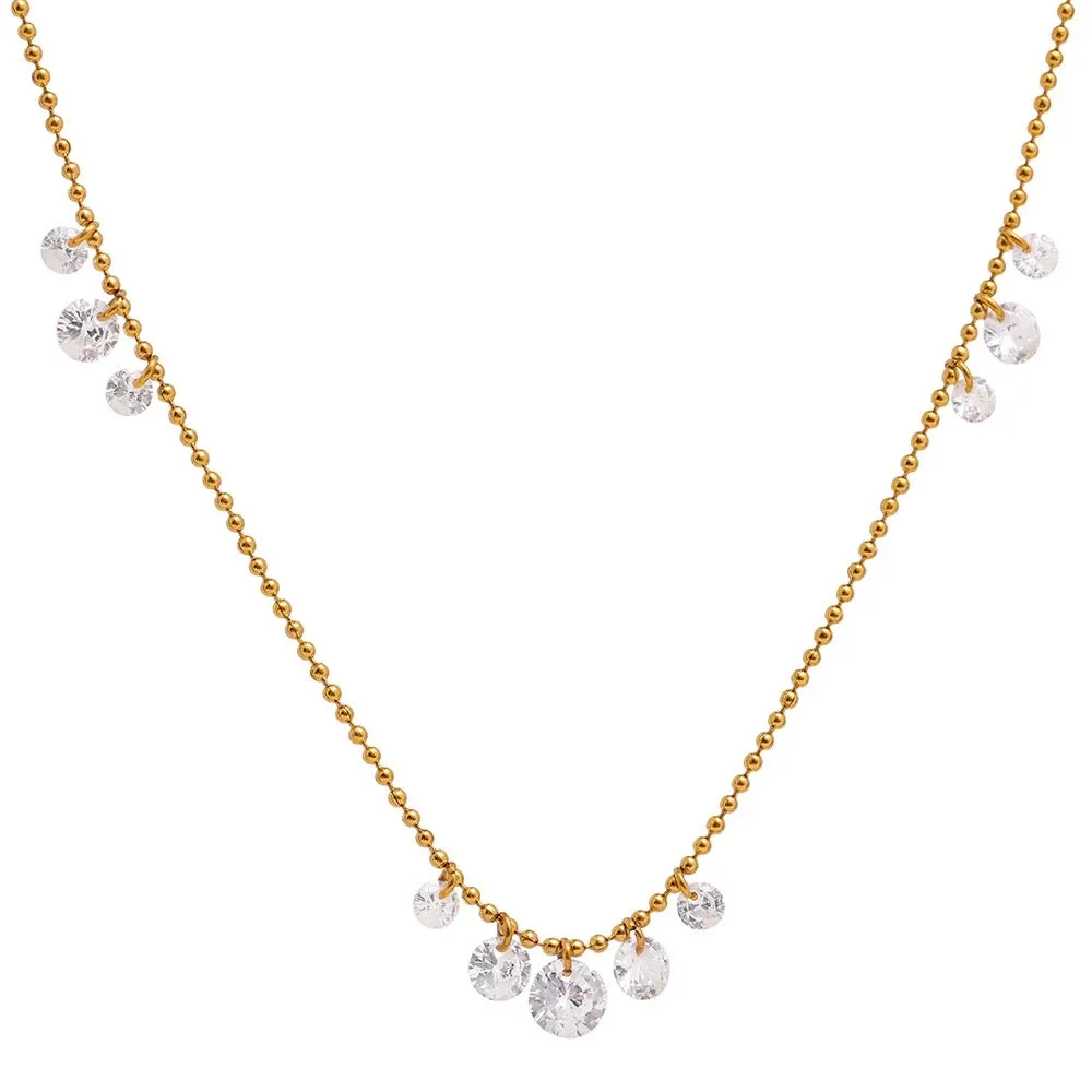 Boho & Mala 18k Gold Plated / Stainless Steel Cubic Zirconia Gold Necklace SCN1041