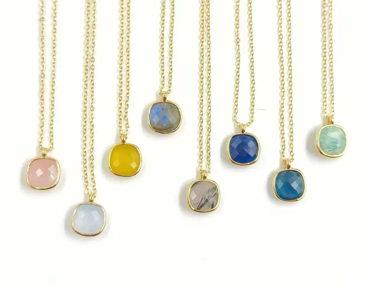 Boho & Mala Amazonite 18inch Chain Gold Plated Pendant Necklace