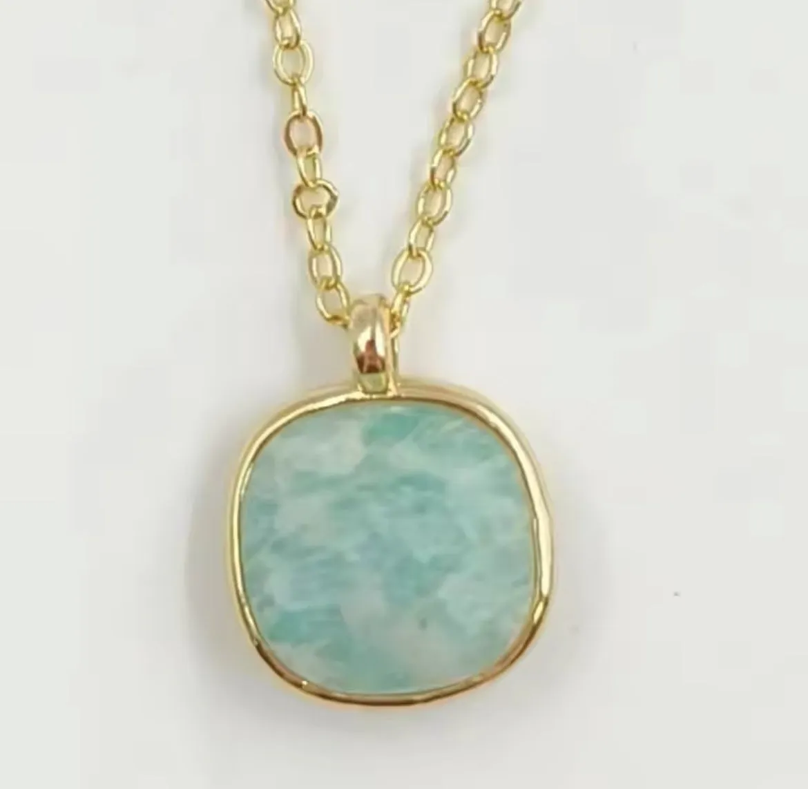 Boho & Mala Amazonite 18inch Chain Gold Plated Pendant Necklace