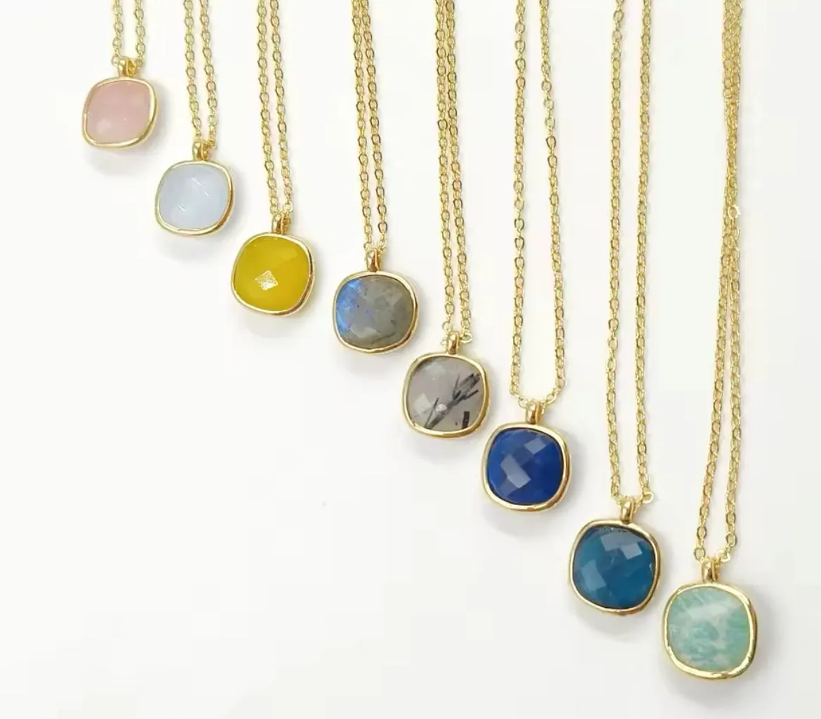 Boho & Mala Amazonite 18inch Chain Gold Plated Pendant Necklace