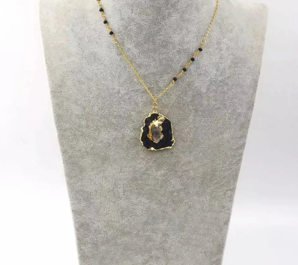 Boho & Mala Black Natural Stone Necklace TN100132