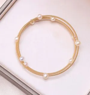 Boho & Mala Freshwater Pearl 14k Gold Bracelet