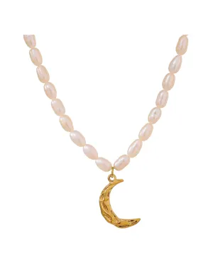 Boho & Mala Freshwater Pearl Moon Necklace SCN1011