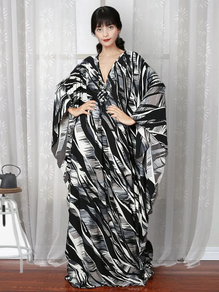 Boho Maxi Beach Robe with Vibrant Print