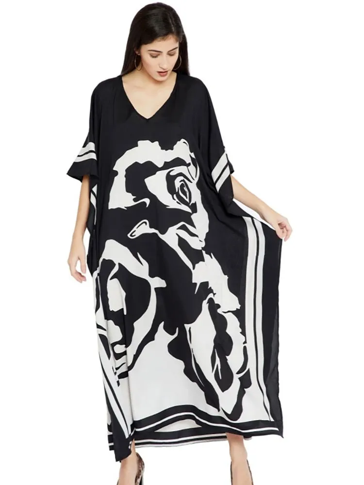 Boho Maxi Beach Robe with Vibrant Print