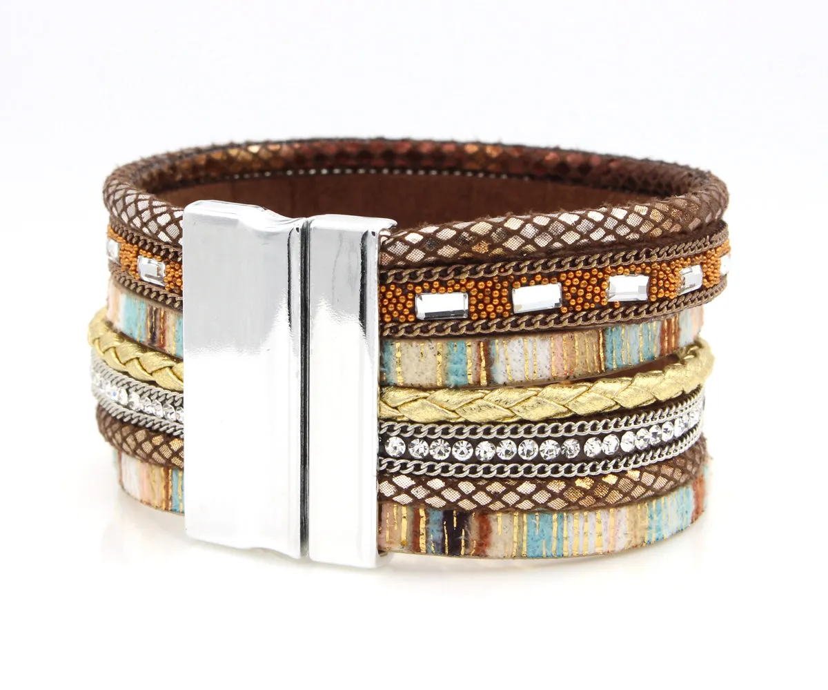 Boho Tan Multicolor Leather Bracelet