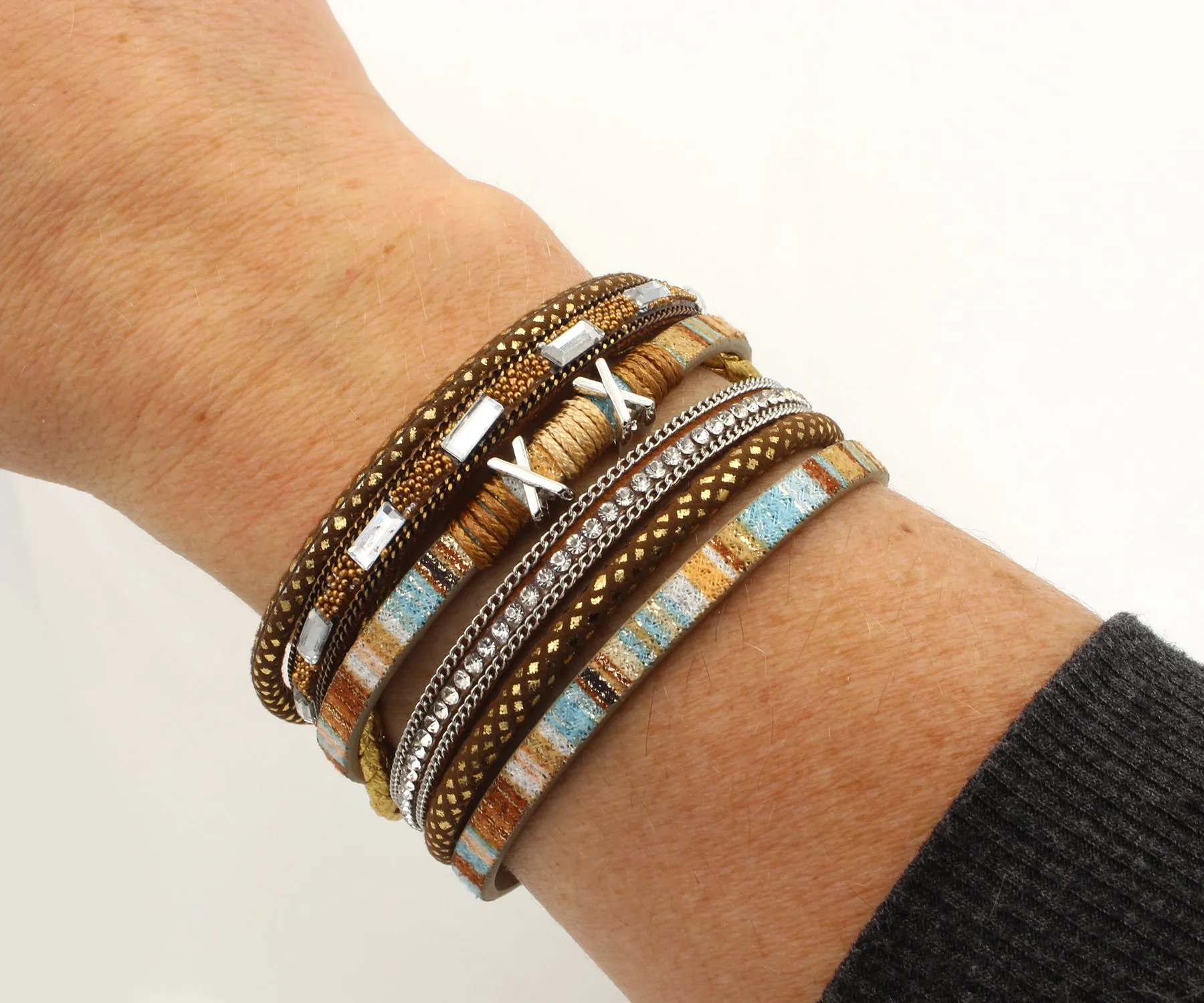 Boho Tan Multicolor Leather Bracelet