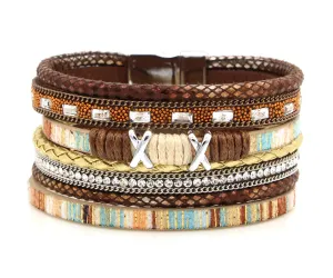 Boho Tan Multicolor Leather Bracelet