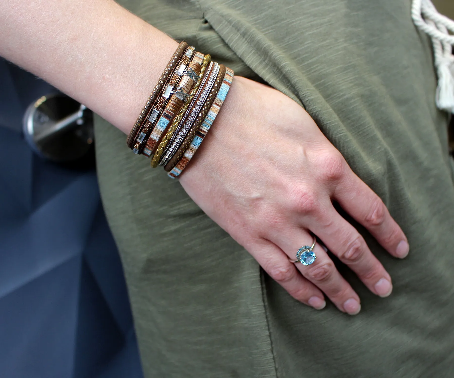 Boho Tan Multicolor Leather Bracelet