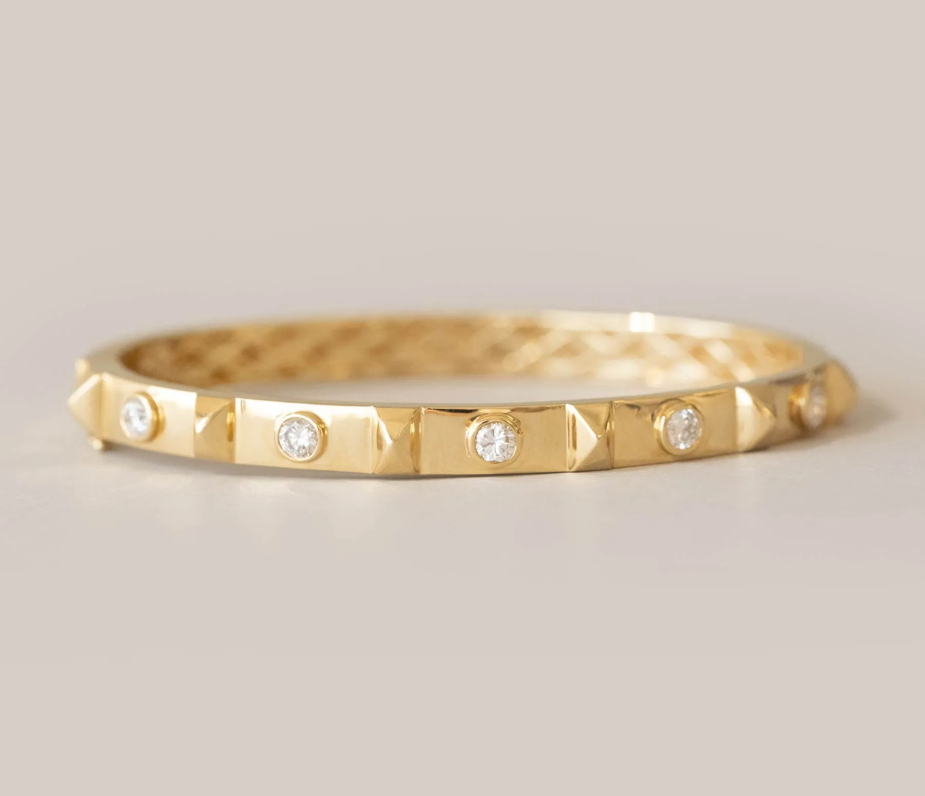 Bold Gold Diamond Bangle Bracelet