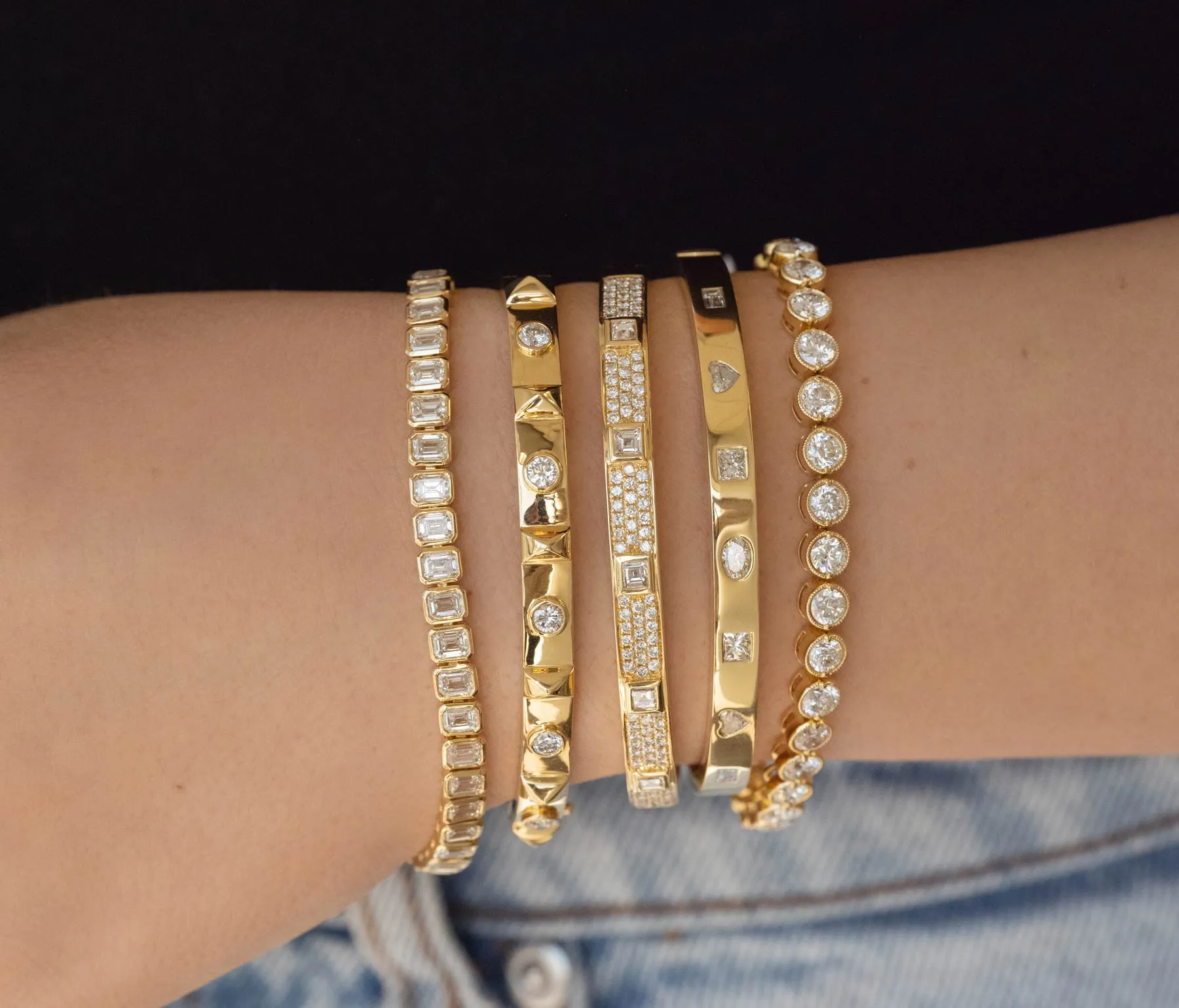 Bold Gold Diamond Bangle Bracelet