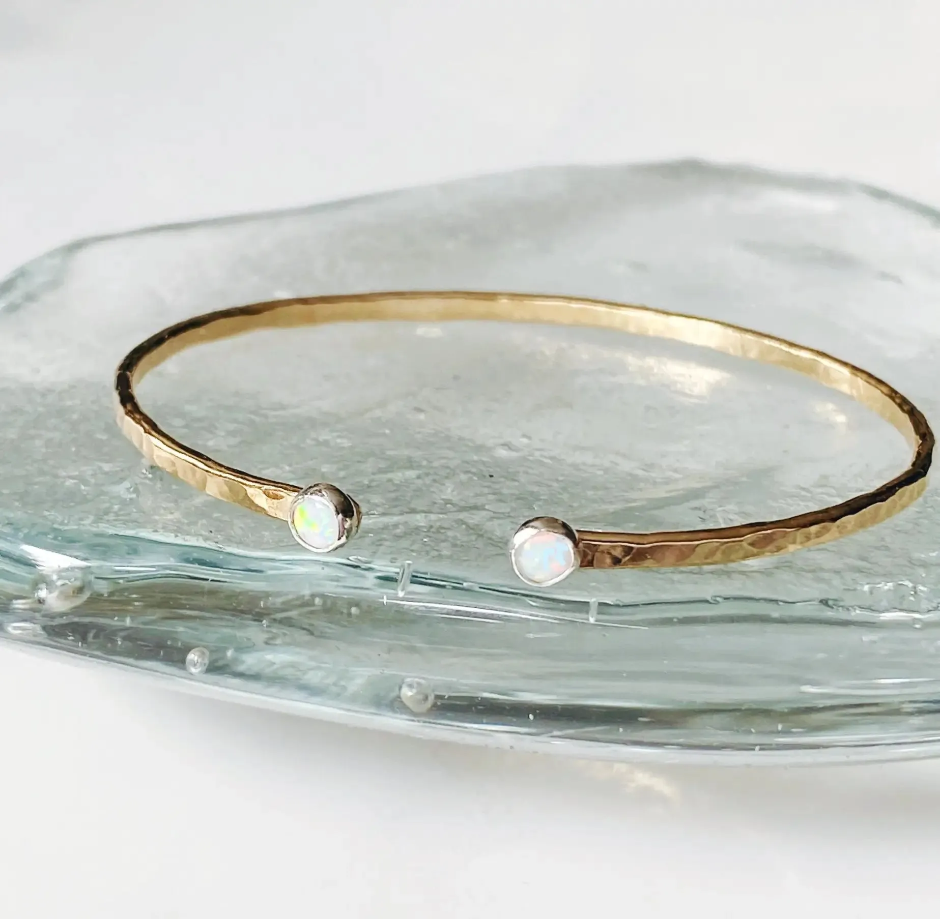 Bonnie Boardman - Opal Hammered Open Cuff Bracelet