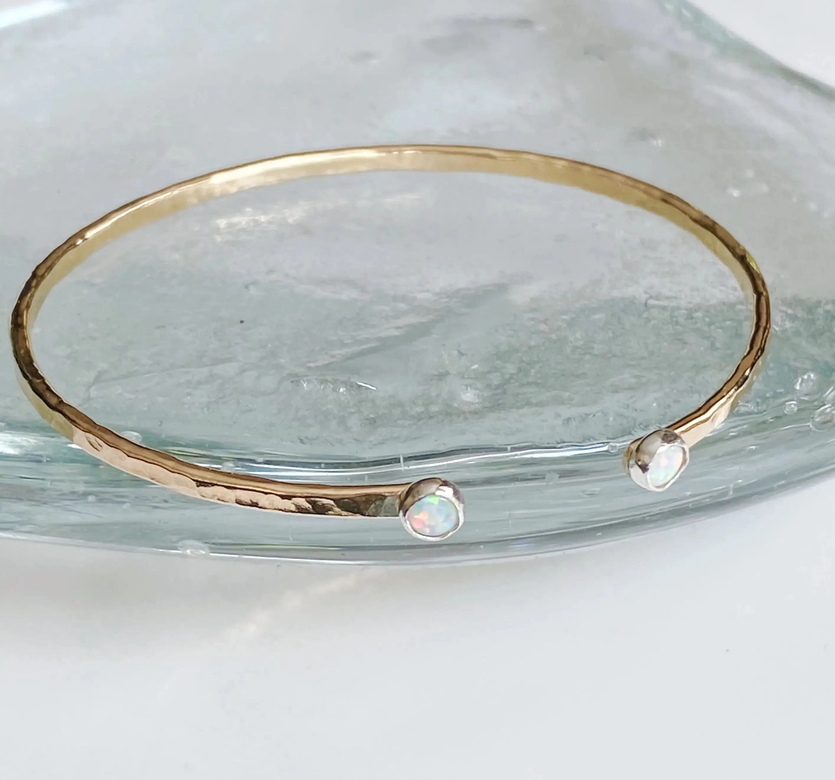 Bonnie Boardman - Opal Hammered Open Cuff Bracelet