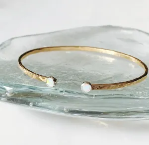 Bonnie Boardman - Opal Hammered Open Cuff Bracelet