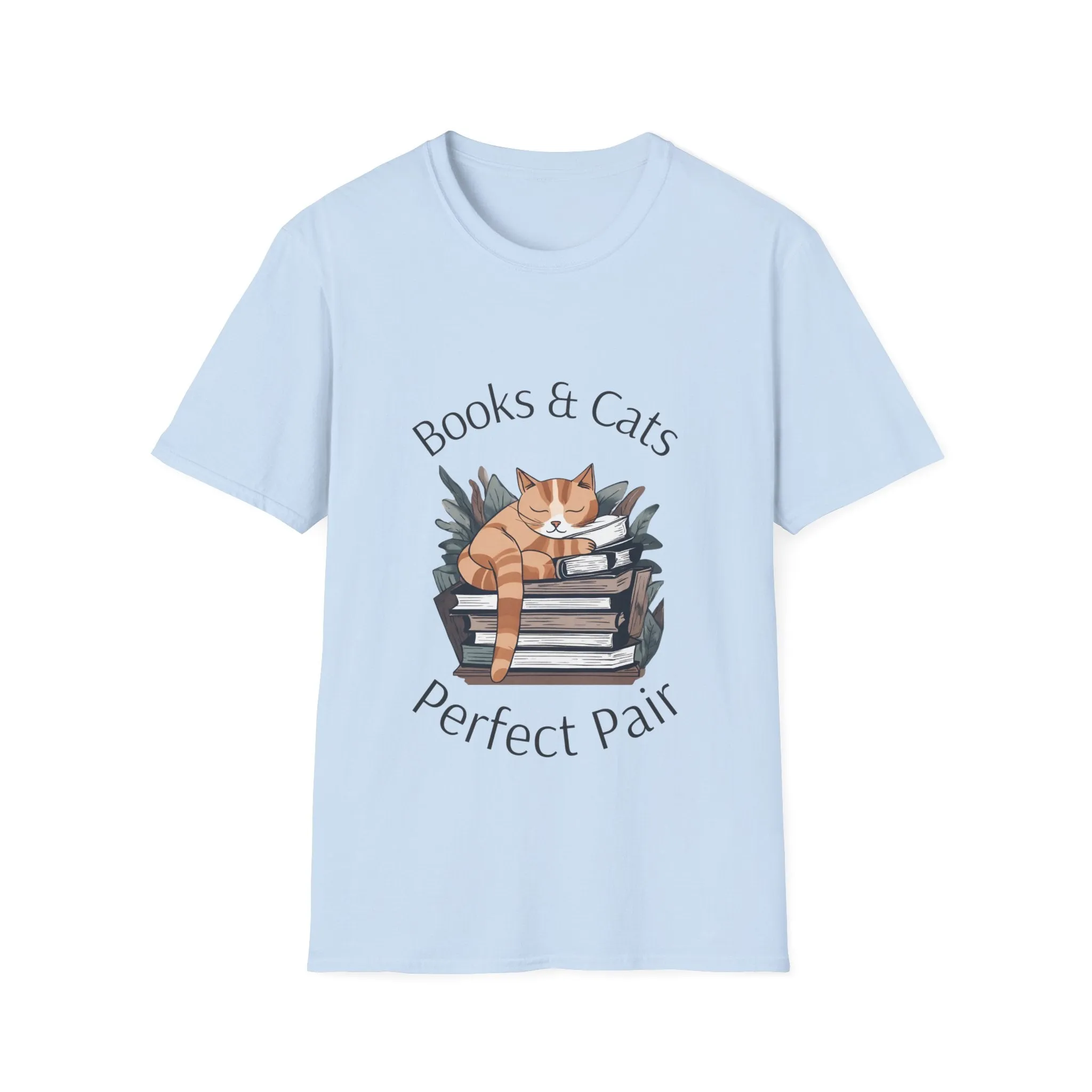 Books and Cats - A Perfect Pair"  - Unisex Softstyle T-Shirt