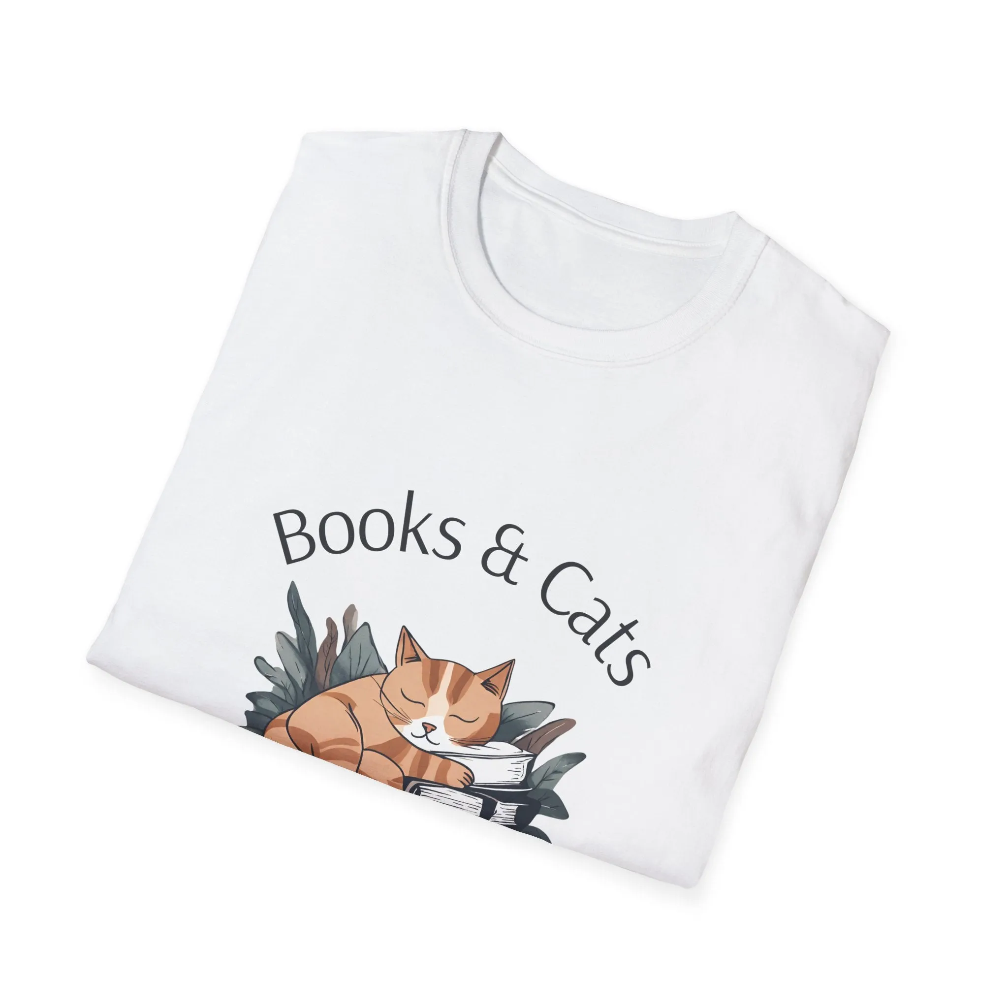 Books and Cats - A Perfect Pair"  - Unisex Softstyle T-Shirt