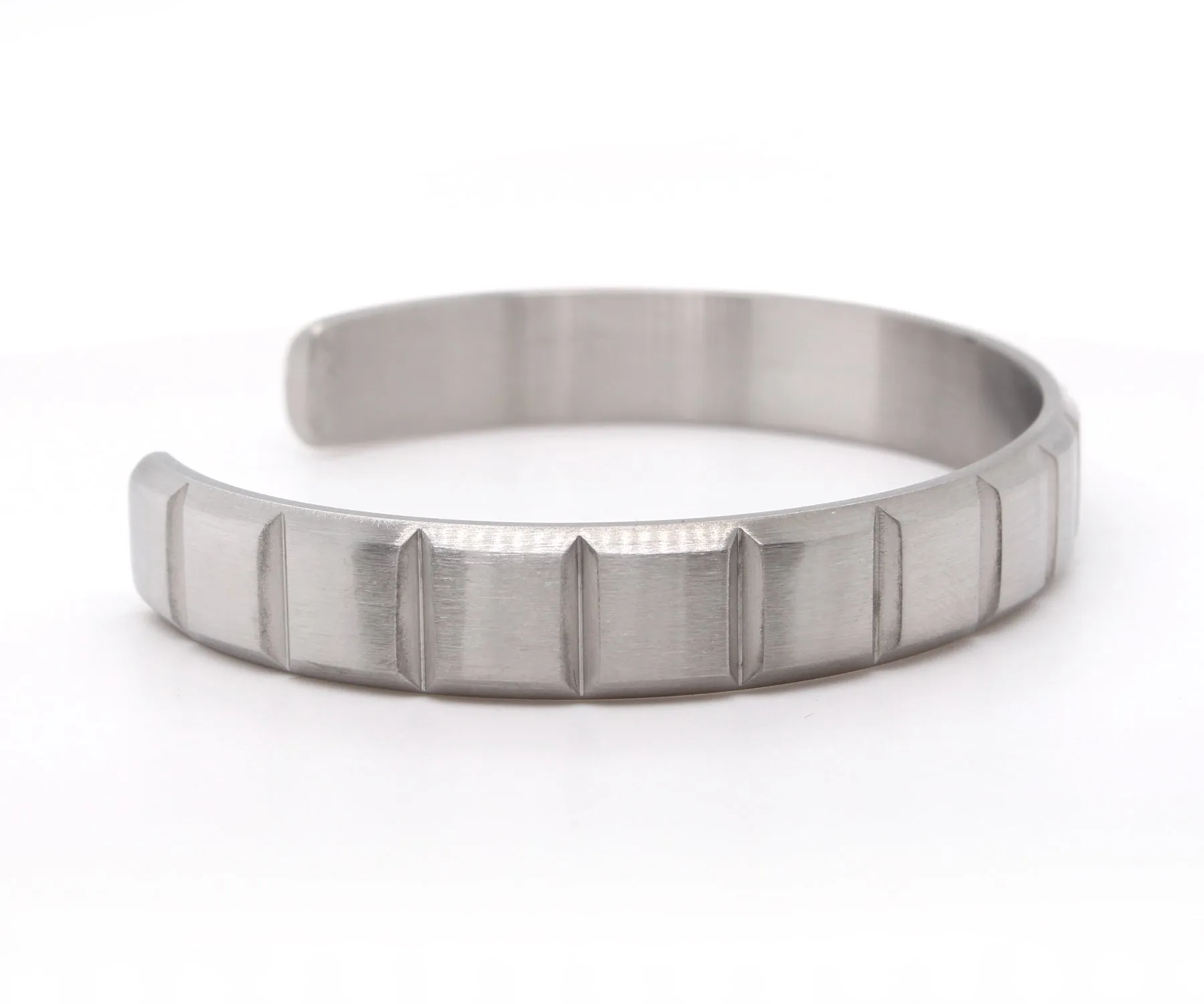 Box Cut Stainless Steel Cuff Bracelet