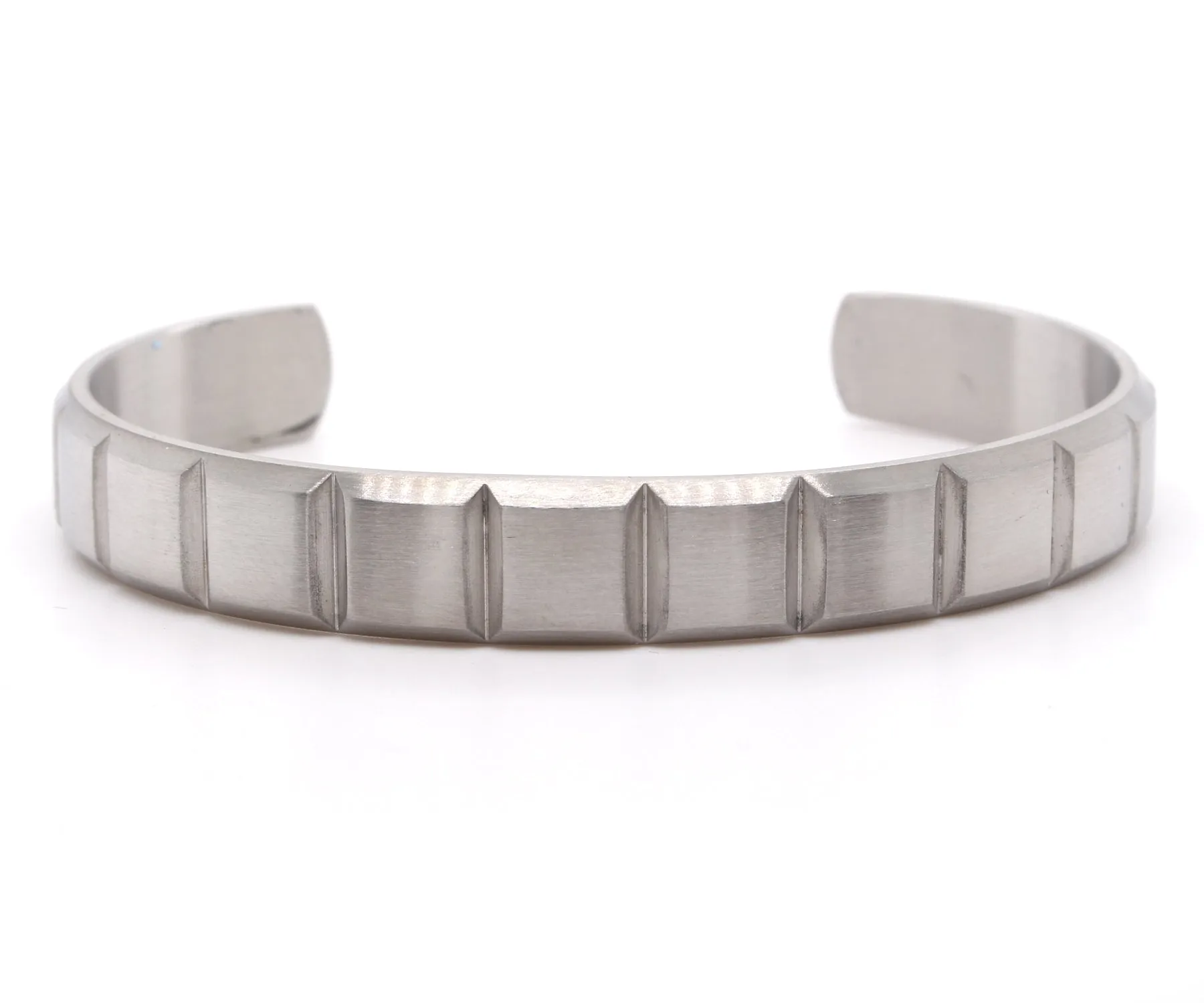 Box Cut Stainless Steel Cuff Bracelet
