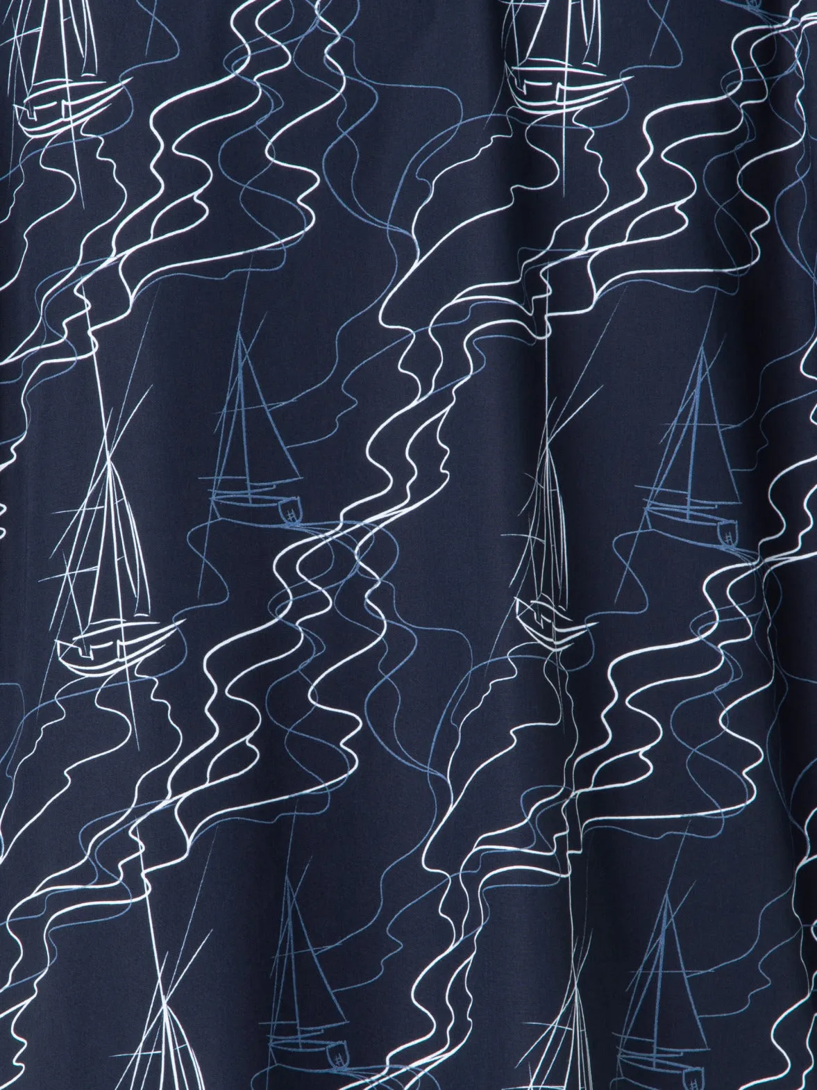 Boxy Blouse in Cotton with Sailboat Print